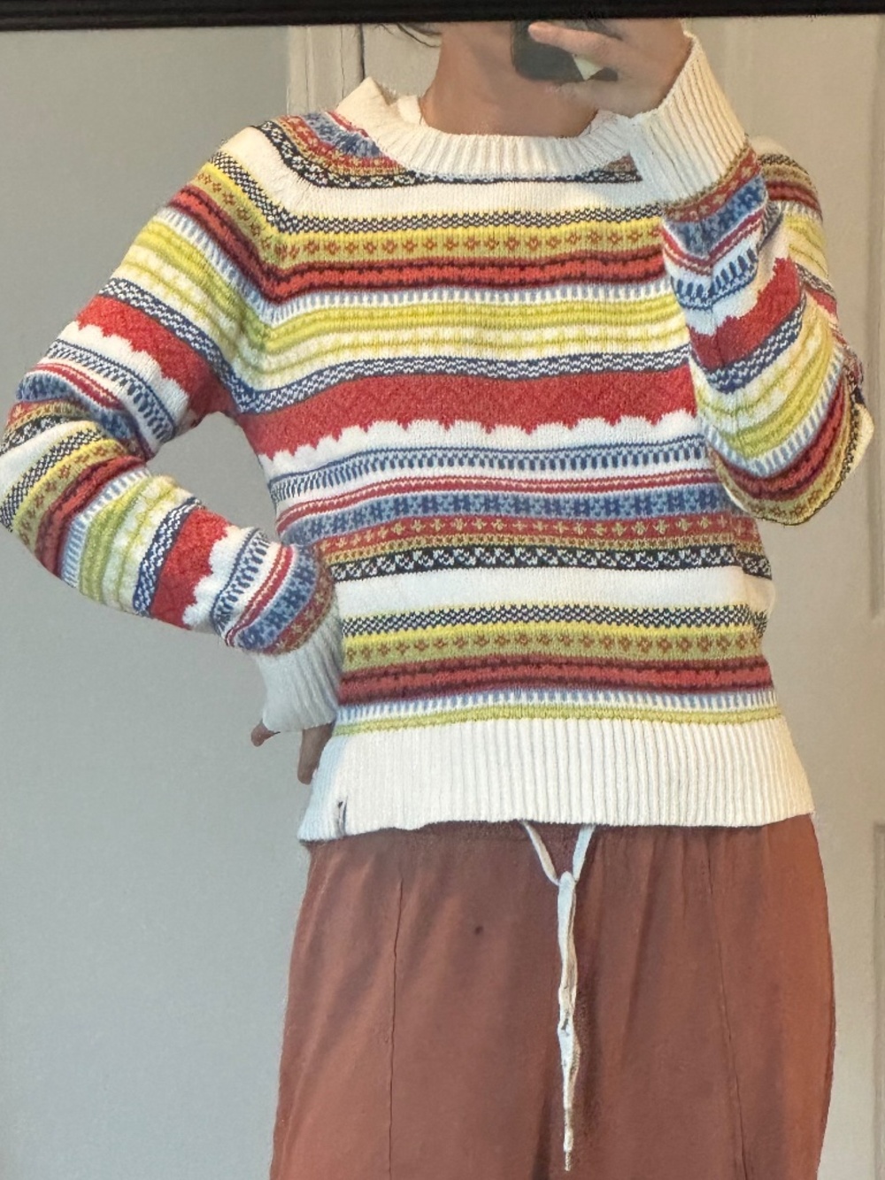 s.Oliver Colorful Fair Isle Striped Knit Sweater Size Small